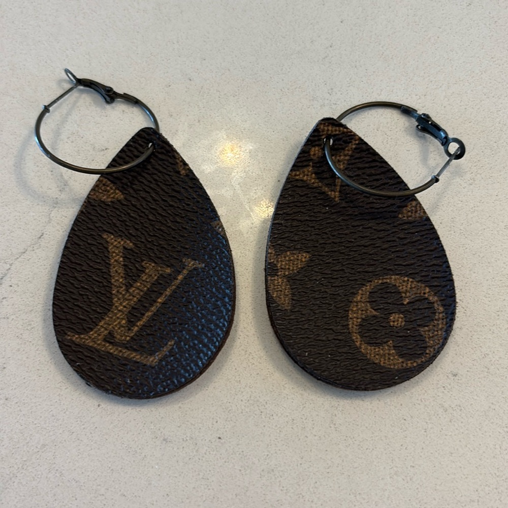 Upcycled Louis Vuitton canvas earrings